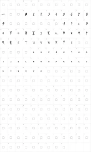 Mapa de caracteres da fonte Blood Omen
