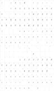 Mapa de caracteres da fonte Blood Shade