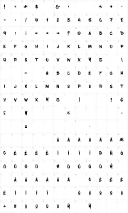 Mapa de caracteres da fonte BlowBrush