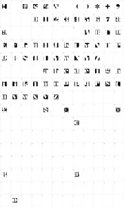 Mapa de caracteres da fonte Bodoblack Squares