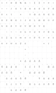 Mapa de caracteres da fonte Boneca de Pano