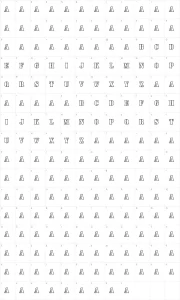 Mapa de caracteres da fonte Boneyard Army