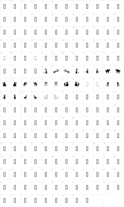 Mapa de caracteres da fonte Border Cats