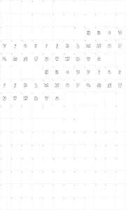 Mapa de caracteres da fonte Bored Schoolboy