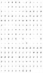 Mapa de caracteres da fonte Branching Mouse