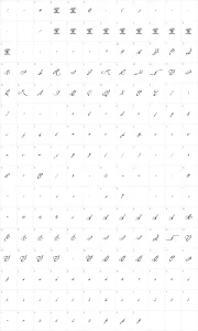 Mapa de caracteres da fonte Brev Script