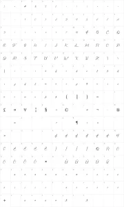 Mapa de caracteres da fonte Bring Heart