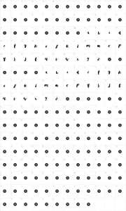 Mapa de caracteres da fonte Bristle Brush Script
