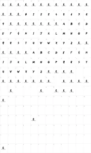 Mapa de caracteres da fonte Broken Dreams