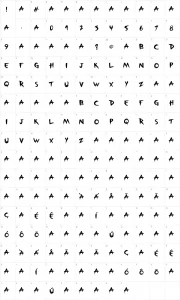 Mapa de caracteres da fonte Broken