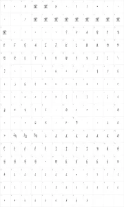 Mapa de caracteres da fonte Bronze Script