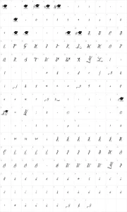Mapa de caracteres da fonte Brother Tattoo