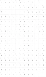 Mapa de caracteres da fonte Bruised