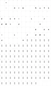Mapa de caracteres da fonte Brushie Brushie