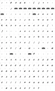 Mapa de caracteres da fonte Brushstrike