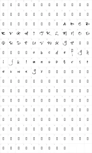 Mapa de caracteres da fonte Brushtip C
