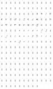 Mapa de caracteres da fonte Brushtip Travis