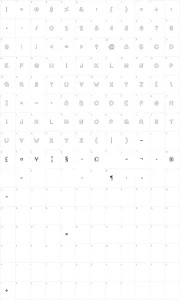 Mapa de caracteres da fonte Bubble Letters