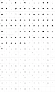 Mapa de caracteres da fonte Bullet Holz