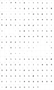 Mapa de caracteres da fonte Bullet In Your Head