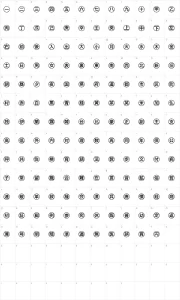 Mapa de caracteres da fonte Bullets 4 Japanese