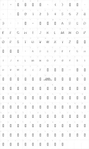 Mapa de caracteres da fonte Bunny Rabbits