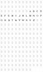 Mapa de caracteres da fonte Burgoyne Initials