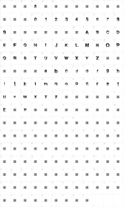 Mapa de caracteres da fonte Burn Side