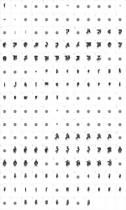 Mapa de caracteres da fonte Burn The Witch