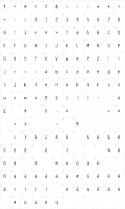 Mapa de caracteres da fonte Burned Gothic