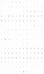 Mapa de caracteres da fonte Burning