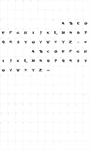 Mapa de caracteres da fonte Burning Wrath