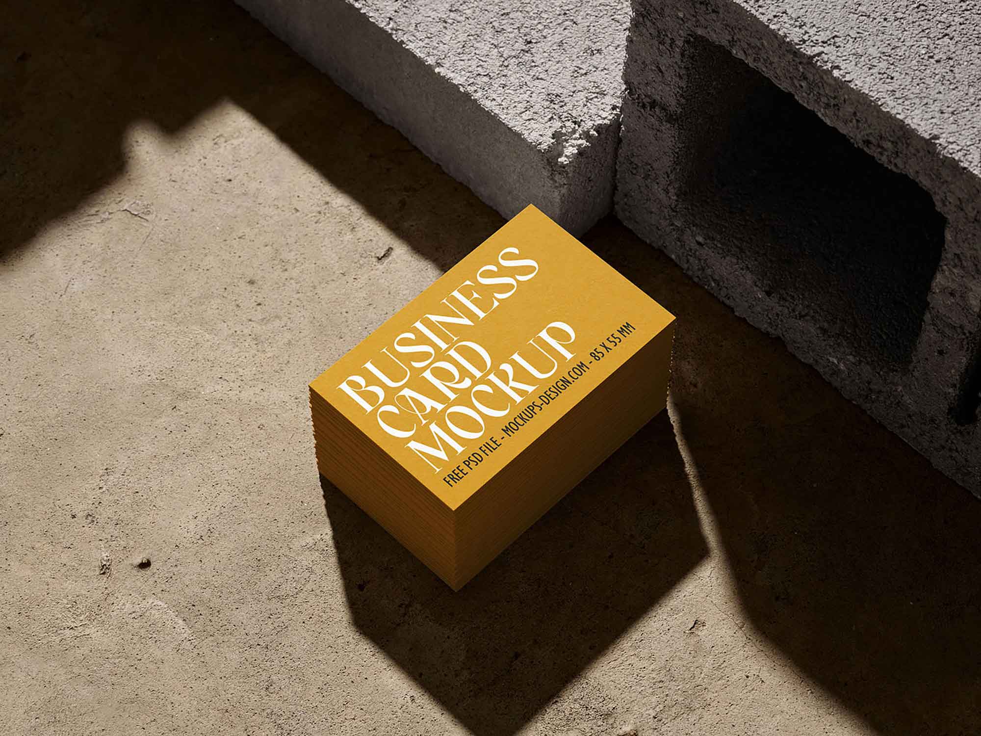 Business Card with Concrete Brick Mockup