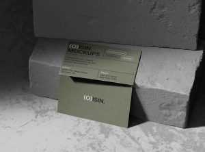 Business Cards on Concrete Blocks