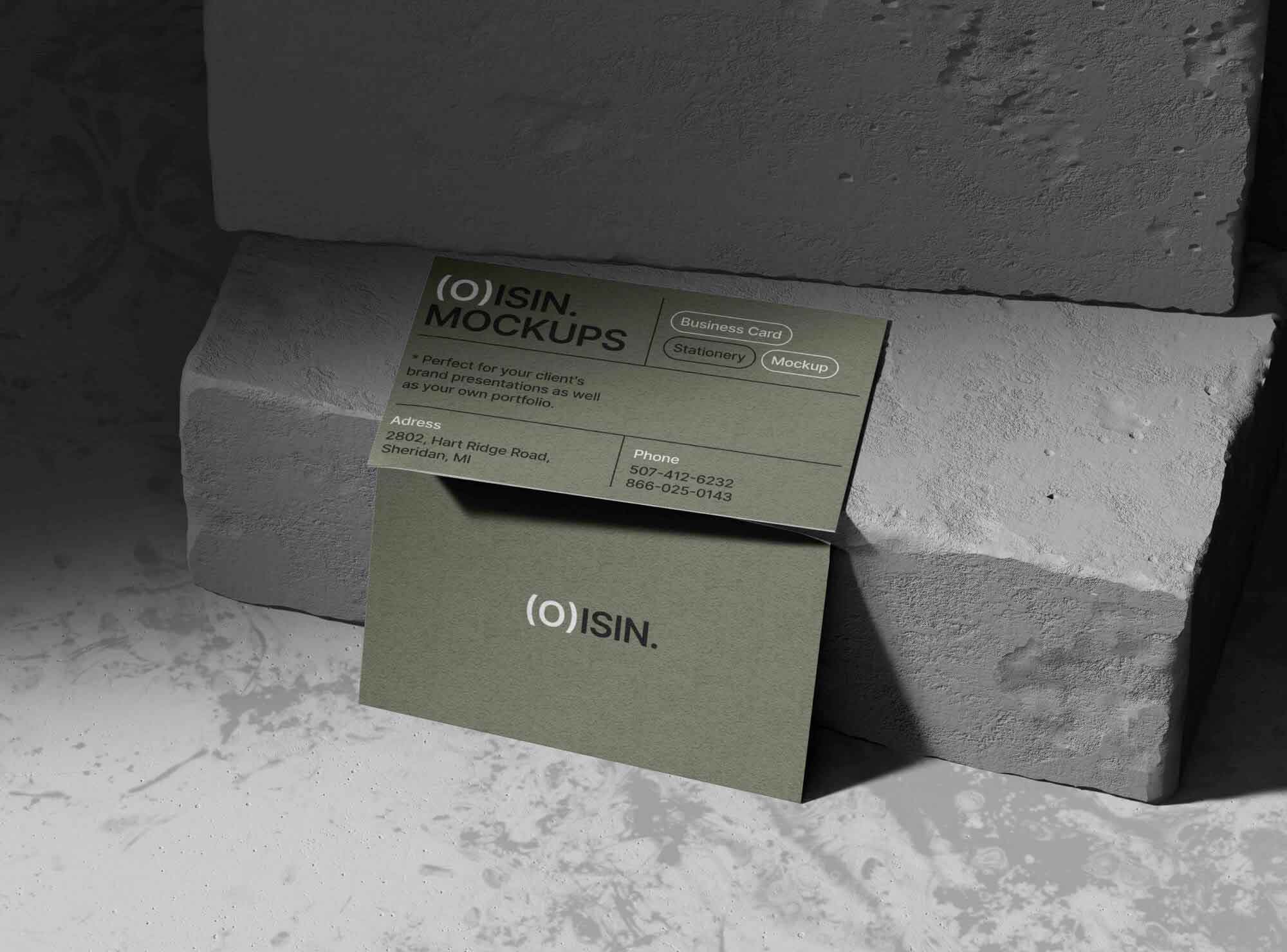 Business Cards on Concrete Blocks