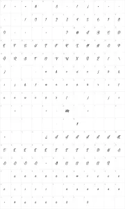 Mapa de caracteres da fonte Butter Kings