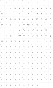 Mapa de caracteres da fonte Byte Police