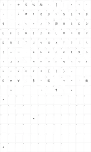 Mapa de caracteres da fonte Calculator