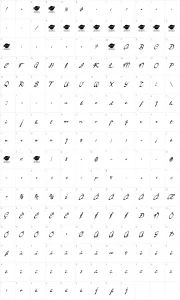 Mapa de caracteres da fonte Calendary Hands