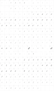 Mapa de caracteres da fonte California Delights