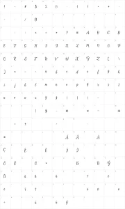 Mapa de caracteres da fonte Calista Script