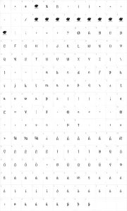Mapa de caracteres da fonte Caneletter Script