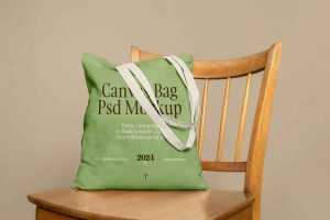 Canvas Bag on Chair Mockup