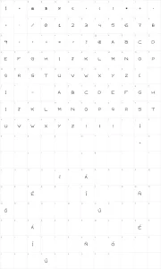 Mapa de caracteres da fonte Capsies