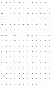 Mapa de caracteres da fonte Captain Podd
