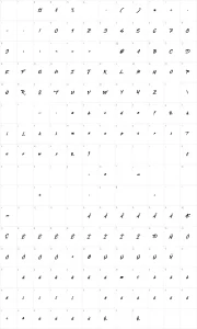 Mapa de caracteres da fonte Captain Redemption