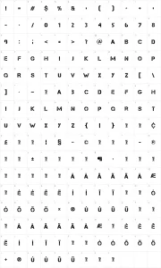 Mapa de caracteres da fonte Capture it