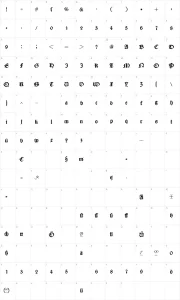 Mapa de caracteres da fonte Caslonish Fraxx
