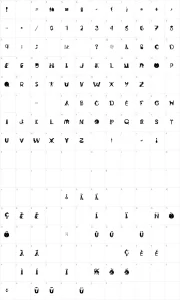 Mapa de caracteres da fonte Cat Font