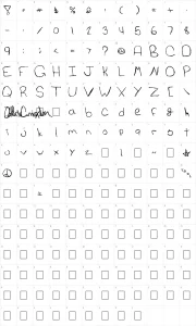 Mapa de caracteres da fonte Cat's Awesomely Awesome Font